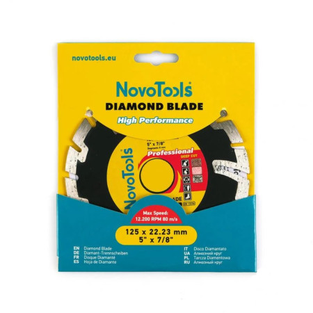 Алмазний диск відрізний NovoTools Professional Глибокий різ 125х8х22,23 мм