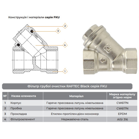Фильтр грубой очистки DN50 RAFTEC FKU06