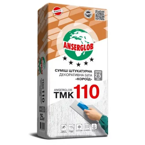 Штукатурка декоративная "Короед" Anserglob (Ансерглоб) TMK-110 зерно 2мм белая 25кг